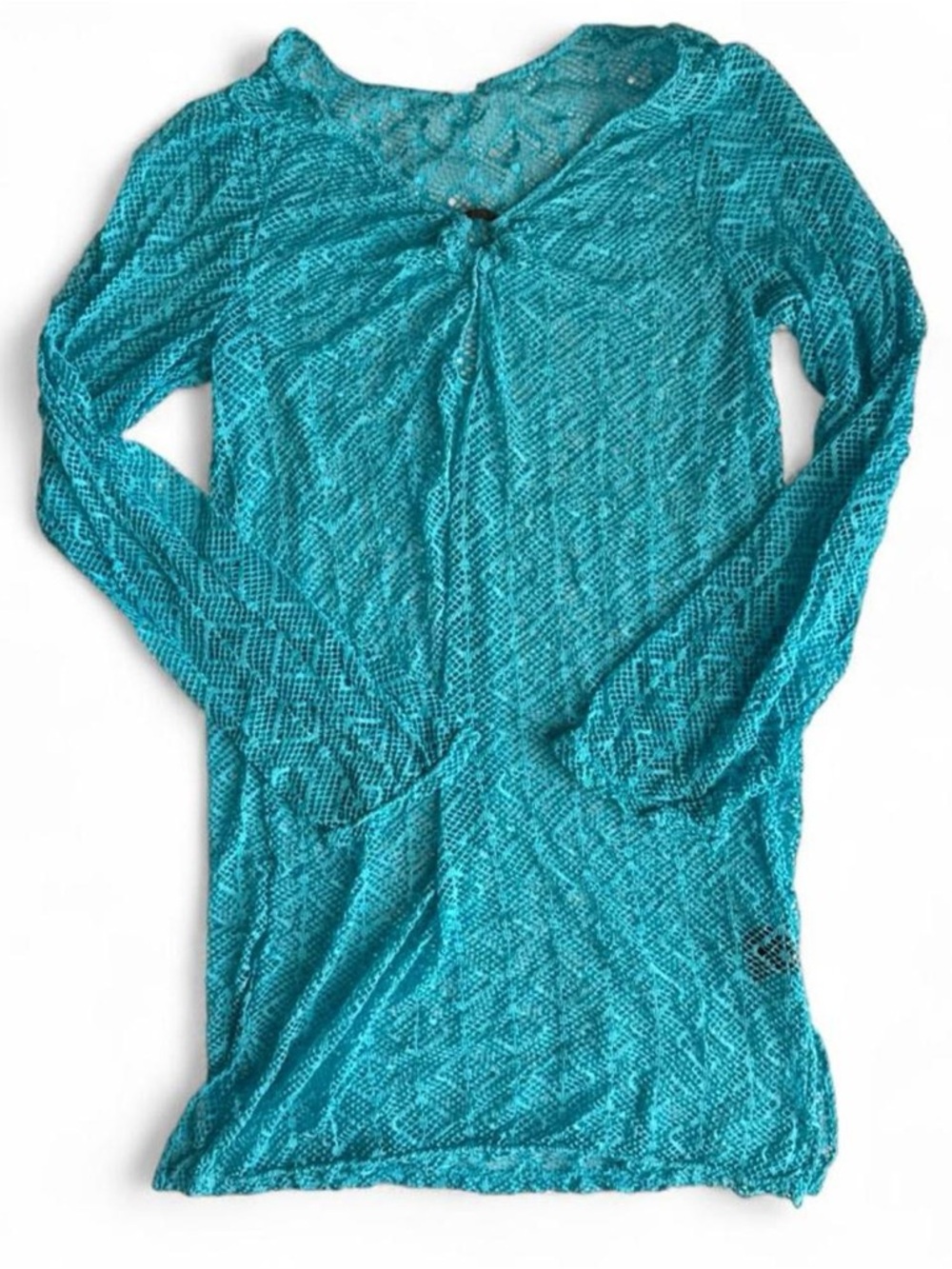 Turquoise Crochet Swim Coverup Tunic